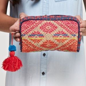 Last 1! NWT Boho Aztec Tapestry Make-up / Cosmetic bag with tassel